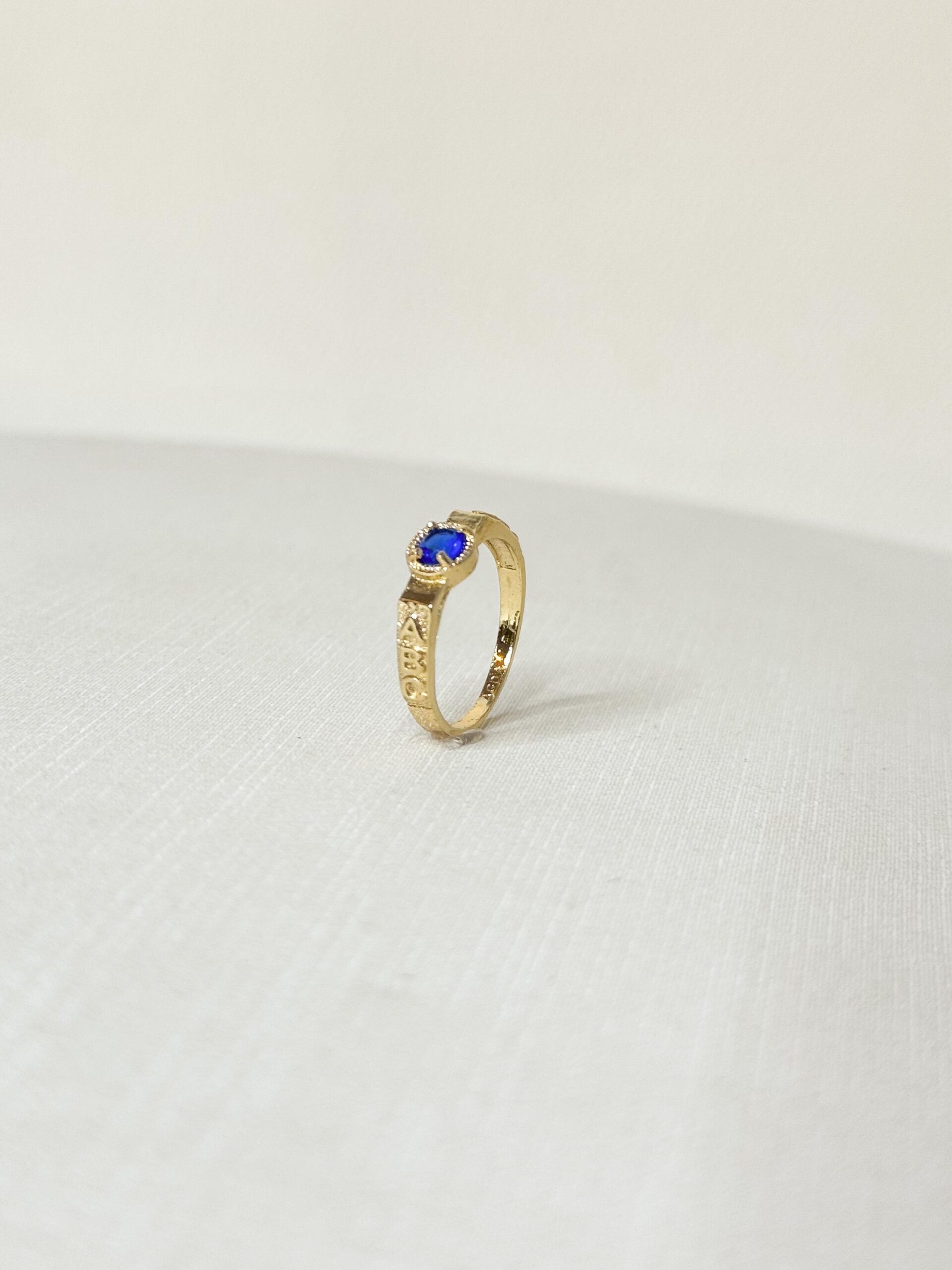 Anel ABC pedra azul