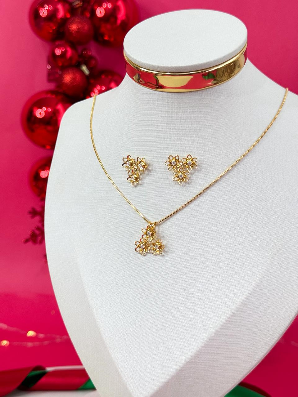 Conjunto flores com ponto de luz