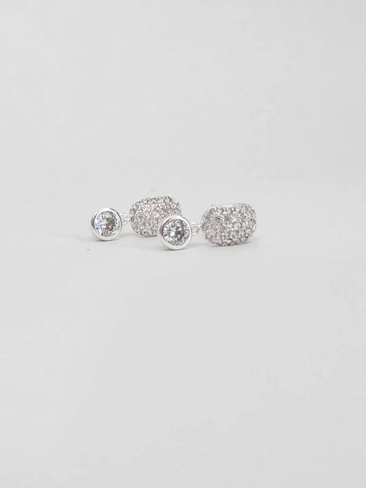 Brinco glam duo cravejado banhado a prata