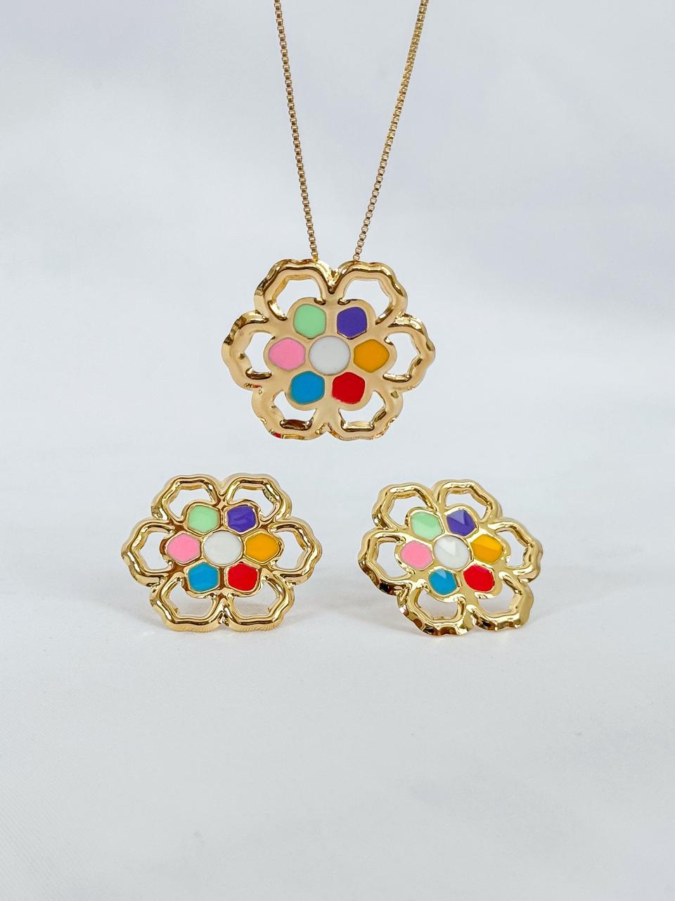 Conjunto flor colorida