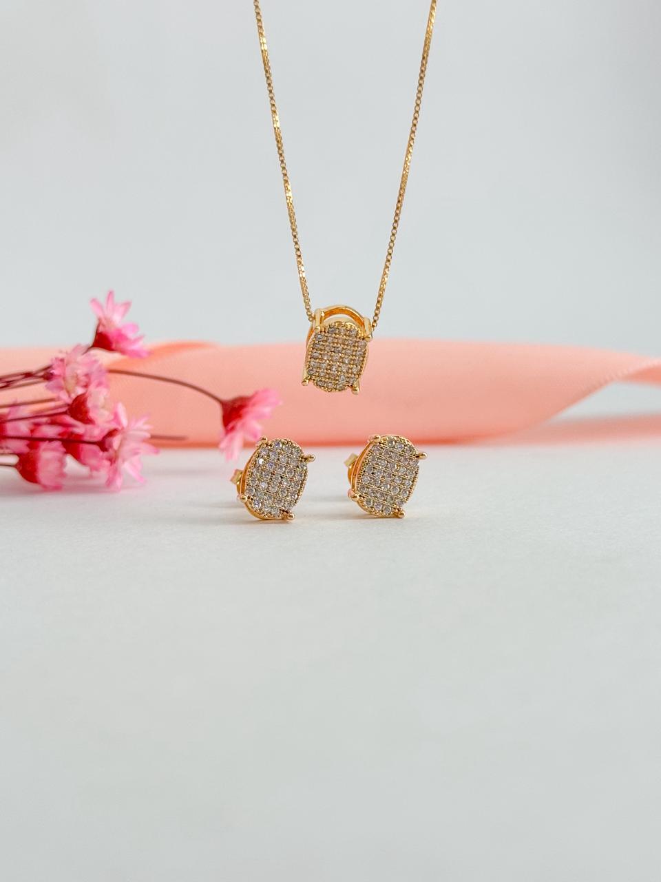 Conjunto Cadeado Cravejado