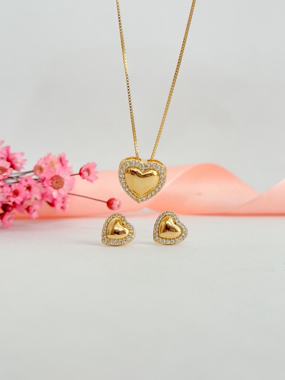 Conjunto Coração Dourado