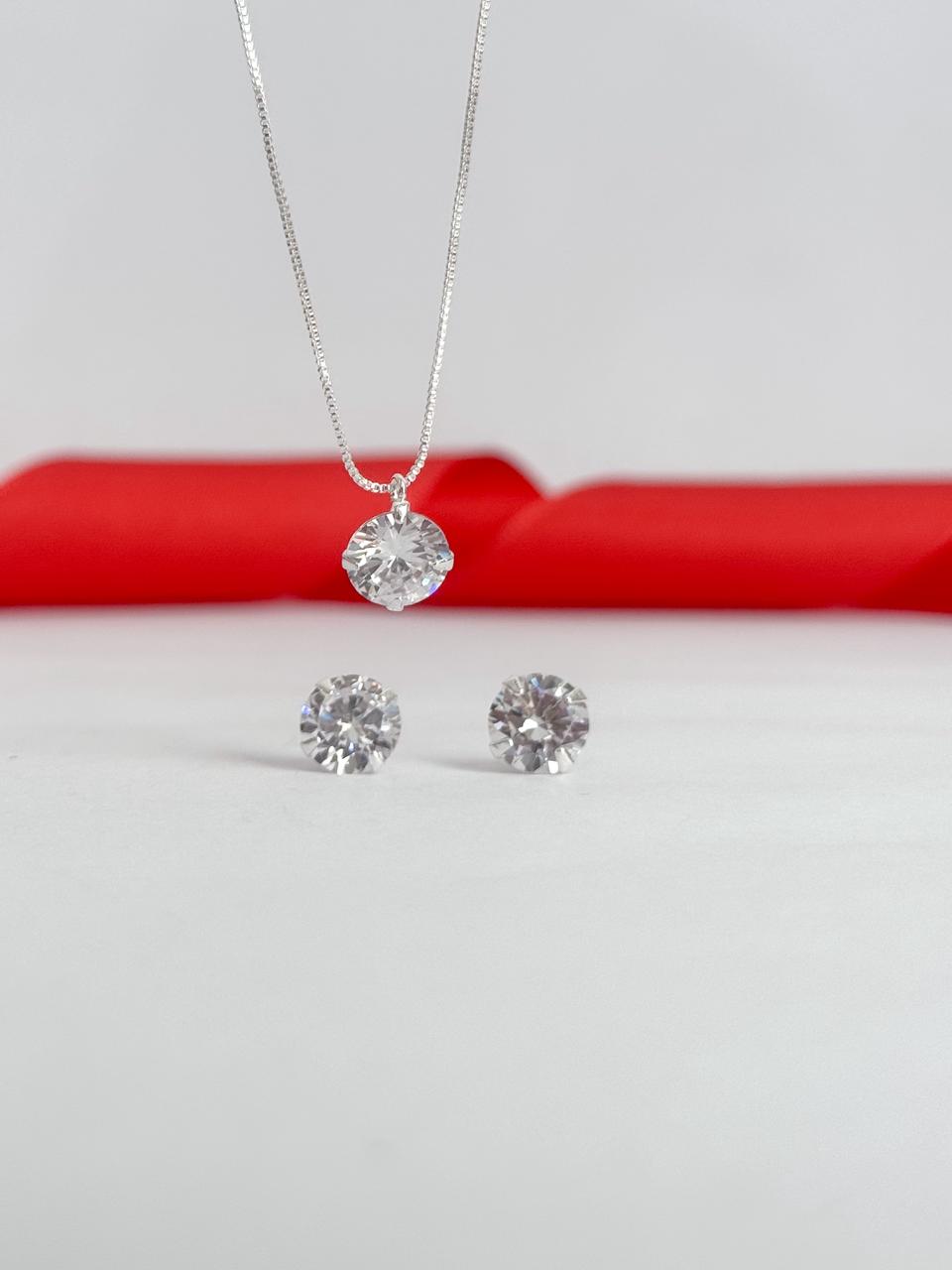 Conjunto ponto de luz cristal banhado a prata