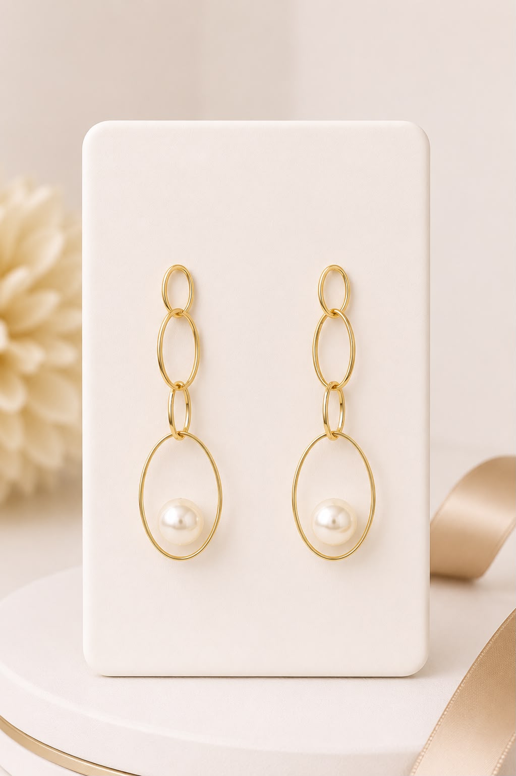 Brinco Elos com Pérola Dourado