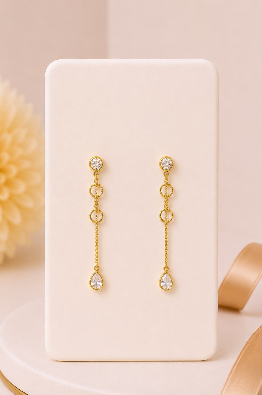 Brinco Gota Cristal Delicata Dourado
