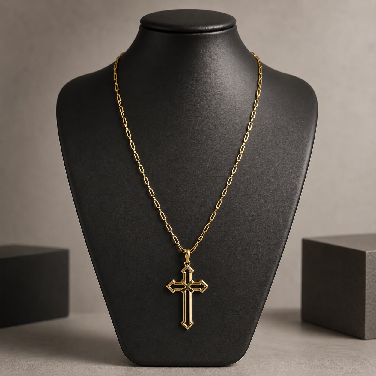 Corrente masculina crucifixo vazado