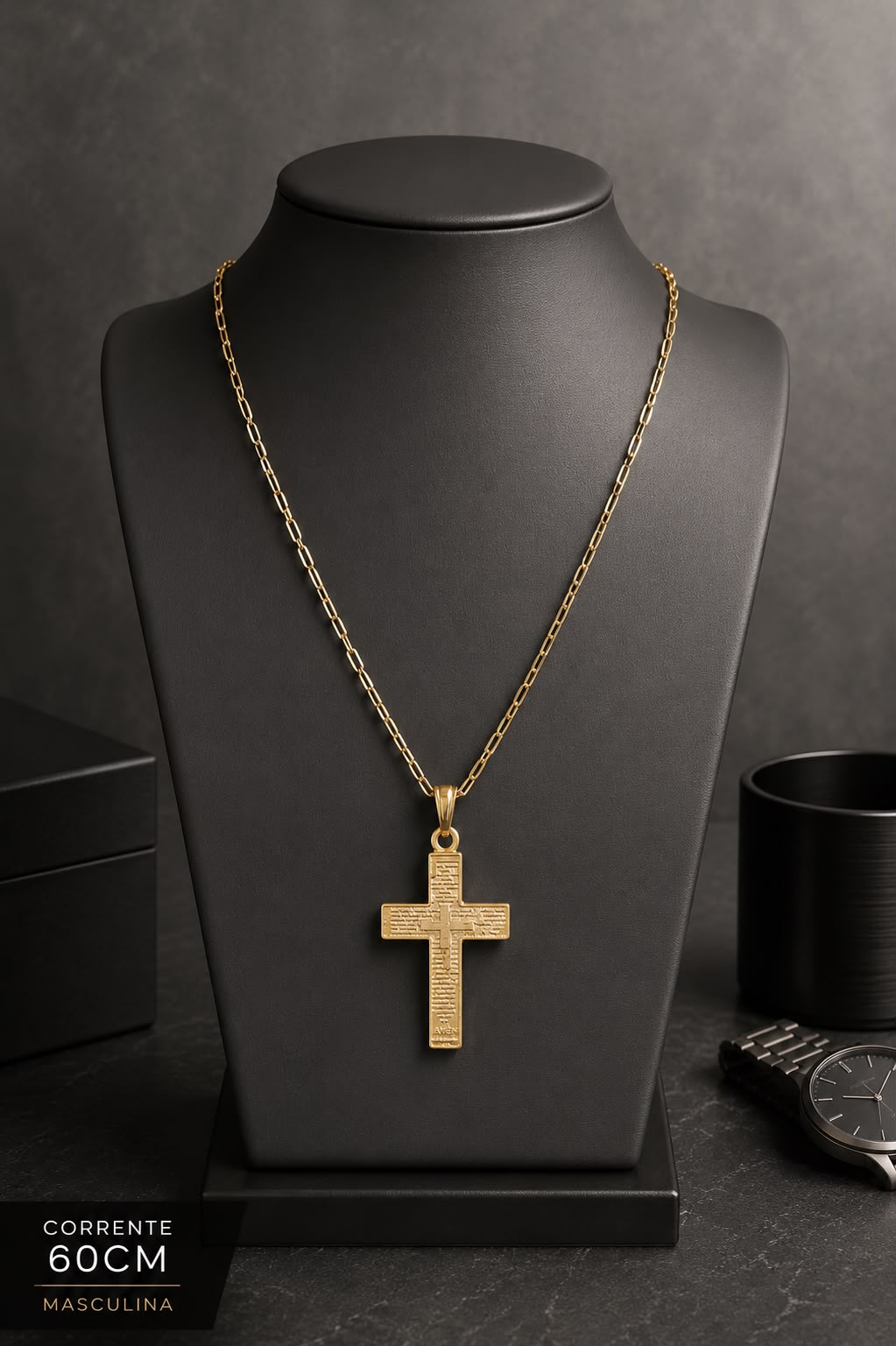 Corrente masculina crucifixo com oração