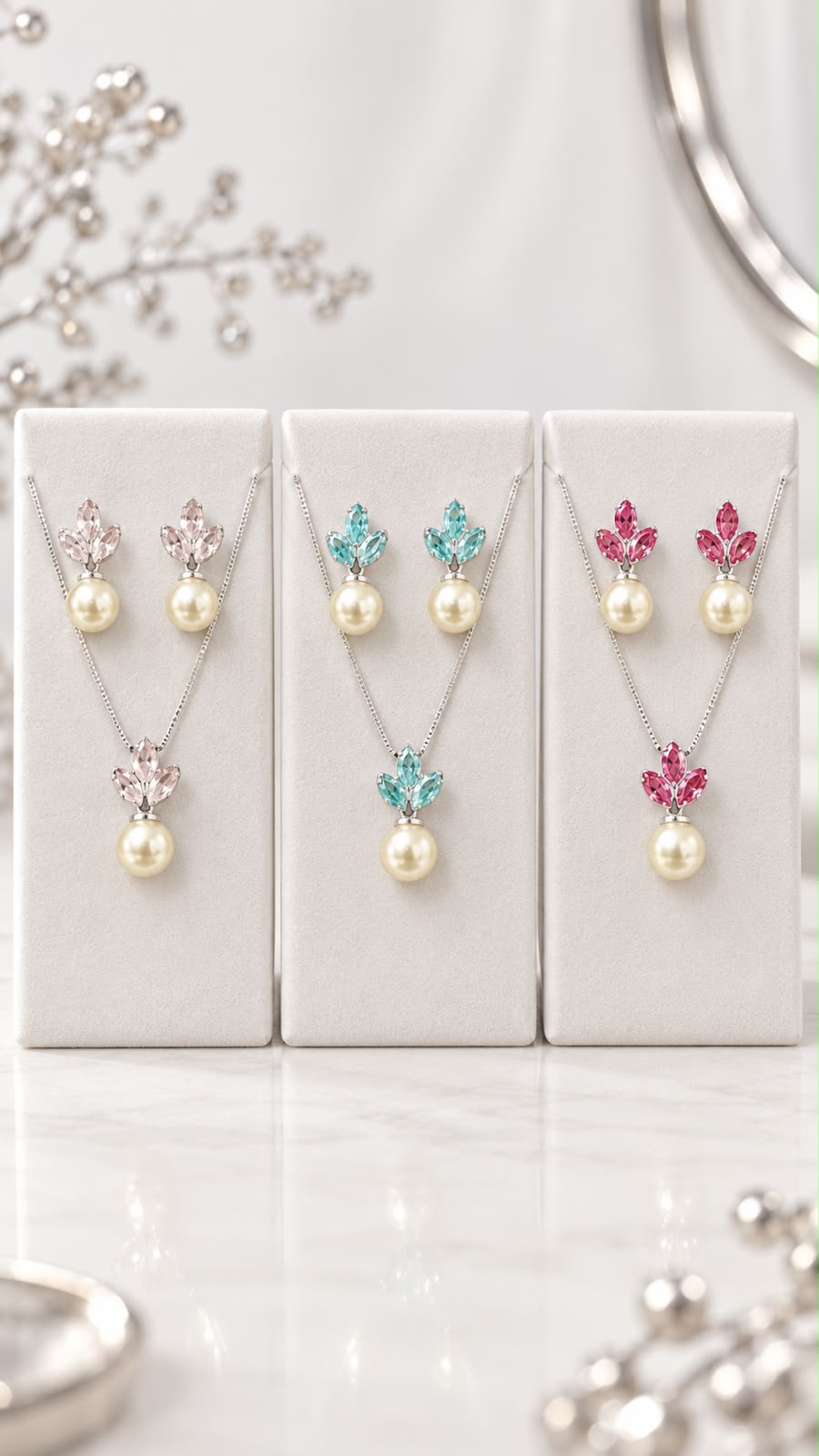 Conjunto Ramo de Pérola folheado a prata ✨